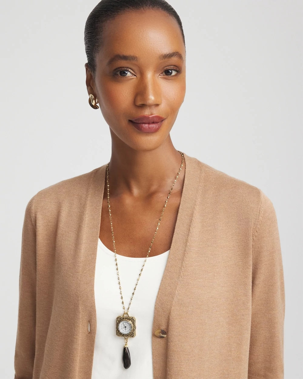 Chico's Discount Gold Clock Pendant Necklace