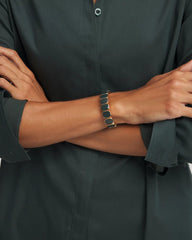 Chico's Sale Darkest Spruce Resin Goldtone Square Stretch Bracelet