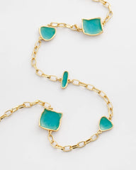 Chico's On Sale Blue Gold Tone Single-Strand Necklace