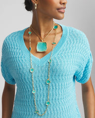 Chico's On Sale Blue Gold Tone Single-Strand Necklace