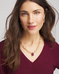 Chico's On Sale Purple Convertible Three-Strand Stone Pendant Necklace