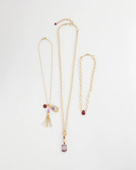 Chico's On Sale Purple Convertible Three-Strand Stone Pendant Necklace