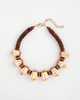 Chico's Discount Neutral Shell & Wood Bib Necklace