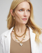 Chico's For Sale White/Gold Modern Pearl Clusters Choker Necklace