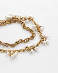 Chico's For Sale White/Gold Modern Pearl Clusters Choker Necklace