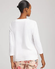 Chico's Sale Alabaster Short Pima 3/4 Sleeve Tee