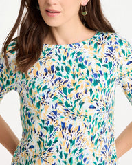 Chico's On Sale Topanga Green Leafy Swamp Pima Elbow Sleeve Tee