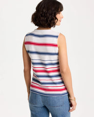 Chico's Online Passport Blue Cotton Button Trim Tank