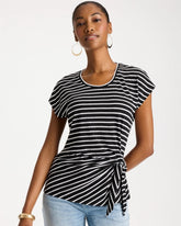 Chico's For Sale Black Striped Tie-Front Tee