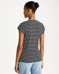 Chico's For Sale Black Striped Tie-Front Tee