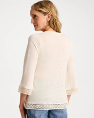 Chico's Discount Natural Cream Linen Crochet Lace Tee