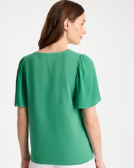 Chico's Discount Green Clover Gauze Sleeve Soft-Stretch Tee