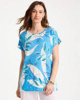 Chico's Outlet Blue Tide Printed Linen Button Tunic