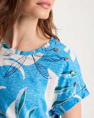Chico's Outlet Blue Tide Printed Linen Button Tunic