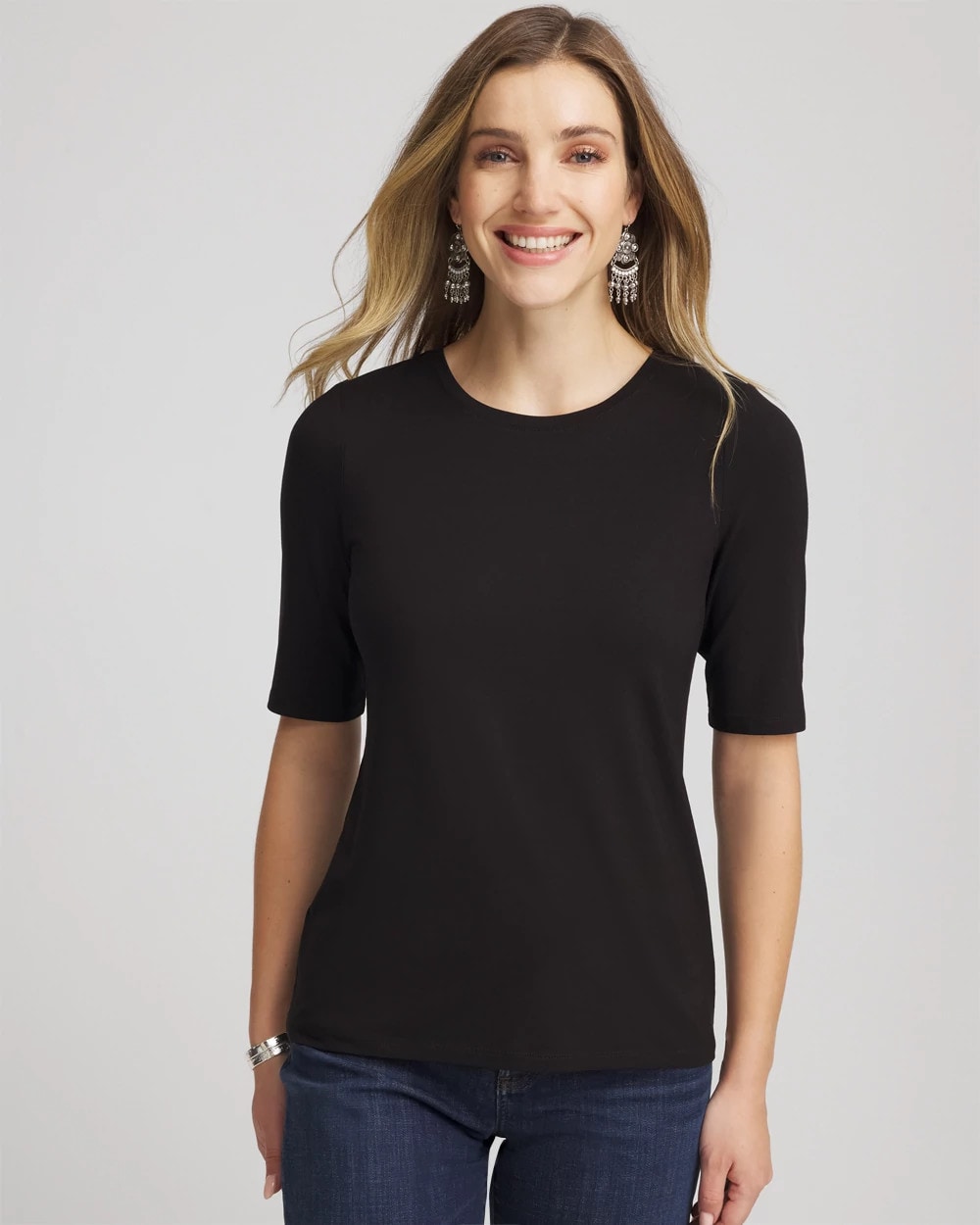 Chico's Discount Black Elbow Sleeve Tee