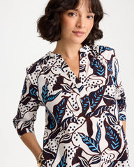 Chico's Online Passport Blue Poplin Cotton Popover Printed Dress