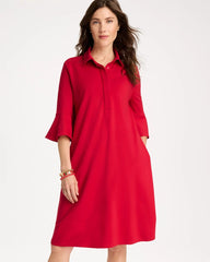 Chico's Sale Cherry Lush Ponte Knit Flounce Sleeve Dress