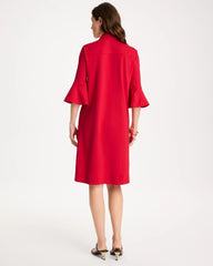 Chico's Sale Cherry Lush Ponte Knit Flounce Sleeve Dress