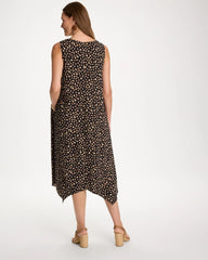 Chico's Outlet Black Rayon-Silk Asymmetrical Hem Dress