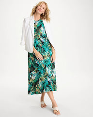 Chico's Discount Topanga Green Palm Printed Knit Maxi Dress