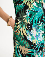 Chico's Discount Topanga Green Palm Printed Knit Maxi Dress