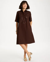 Chico's For Sale Deep Brown Embellished Linen Popover Dress