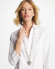 Chico's Sale Silver Heart Twice As Nice Pendant Necklace
