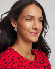 Chico's On Sale Neutral Crystal Heart Gem Drop Earrings