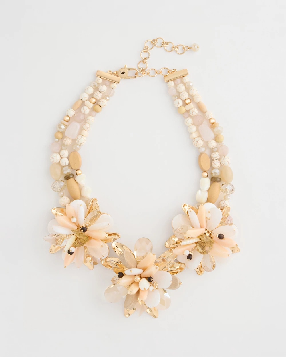 Chico's Sale Neutral Chico's Originals Neutral Floral Bib Necklace