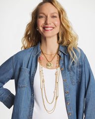 Chico's Online Gold Long Gold Ball Chain Single Strand