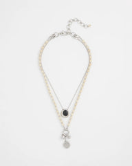 Chico's Outlet Neutral Short Double Strand Pendant