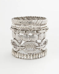 Chico's On Sale Silver Silver Textured Circle Stretch Bracelet