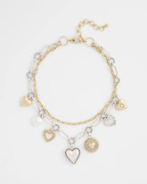 Chico's On Sale Mixed Metals Mixed Metal Heart Charm Necklace
