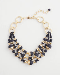 Chico's Sale Navy Gold & Navy Bead Necklace