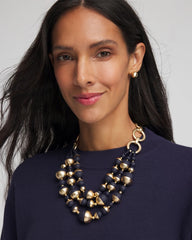 Chico's Sale Navy Gold & Navy Bead Necklace