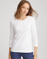 Chico's On Sale Alabaster Pima Cotton Crewneck Button Tee