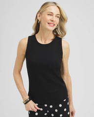 Chico's On Sale Black Ribbed High Neck Tank
