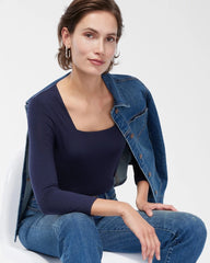 Chico's Online Classic Navy Touch of Cool™ Square Neck Tee