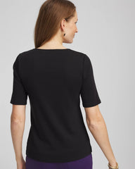 Chico's Online Black Pima Cotton Henley Tee