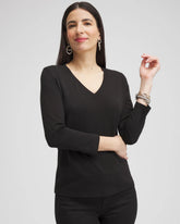 Chico's Discount Black 3/4 Sleeve Perfect Tee