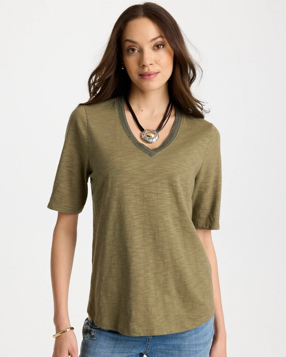 Chico's Online Lichen Cotton Slub V-Neck Tee