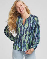 Chico's Outlet Passport Blue Ocean Plume Crinkle Top