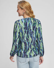 Chico's Outlet Passport Blue Ocean Plume Crinkle Top