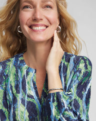 Chico's Outlet Passport Blue Ocean Plume Crinkle Top