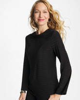 Chico's Online Black Textured Long Sleeve Cowlneck Tee
