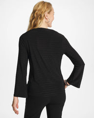 Chico's Online Black Textured Long Sleeve Cowlneck Tee