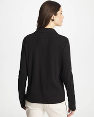 Chico's Online Black Collared Rib Mix Henley