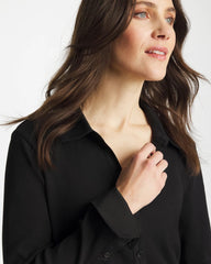Chico's Online Black Collared Rib Mix Henley
