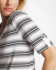 Chico's Discount Black Pima V-Neck Tab Sleeve Tee