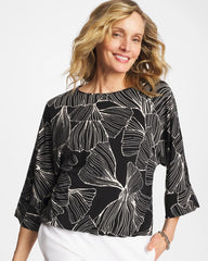 Chico's Sale Black Ginkgo Matte Jersey Bubble Hem Top